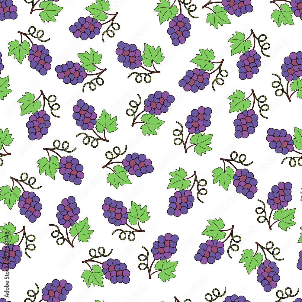 Small brushes of ripe grapes . Seamless vector background Small brushes of ripe grapes . Seamless vector background