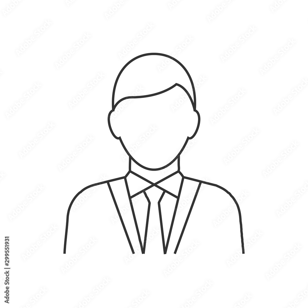 Businessman avatar line icon on white background. Editable stroke
