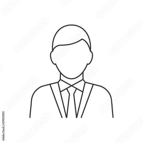 Businessman avatar line icon on white background. Editable stroke