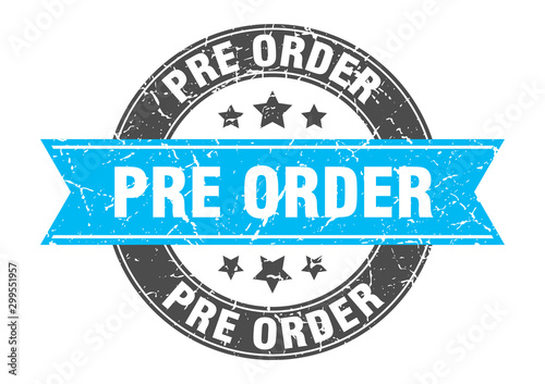 pre order round stamp with turquoise ribbon. pre order