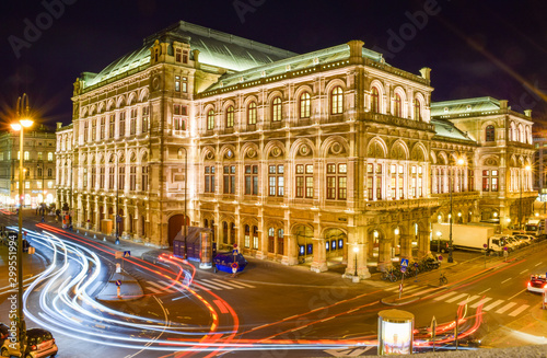 Photography Vienna State Opera and Traffic Outside at Night - Vienna, Austria