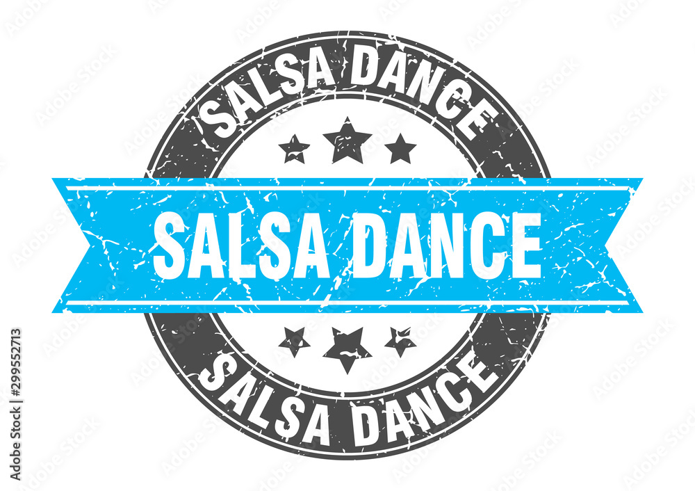 salsa dance round stamp with turquoise ribbon. salsa dance salsa dance round stamp with turquoise ribbon. salsa dance