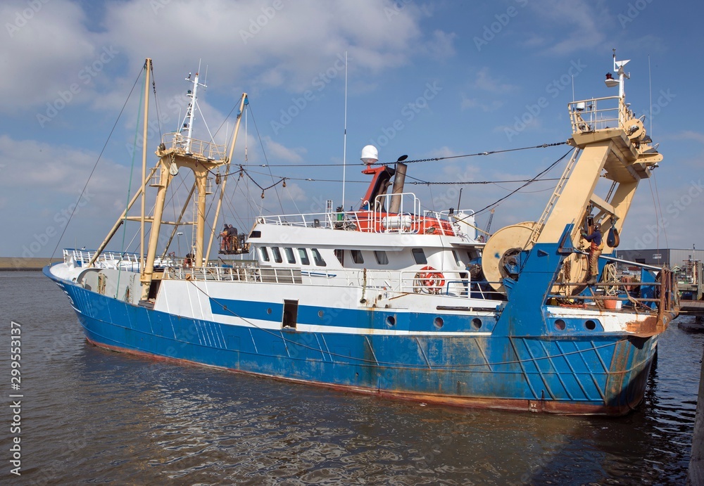 Modern Fishingboat in harbor Harlingen Netherlands Modern Fishingboat in harbor Harlingen Netherlands