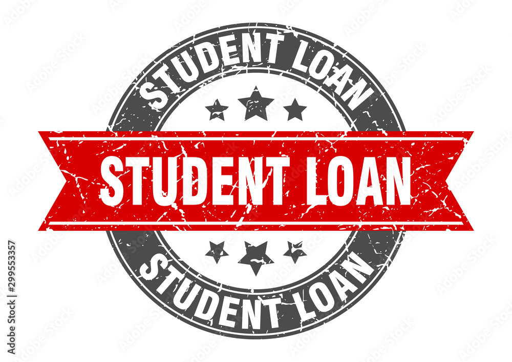 Fototapeta premium student loan round stamp with red ribbon. student loan