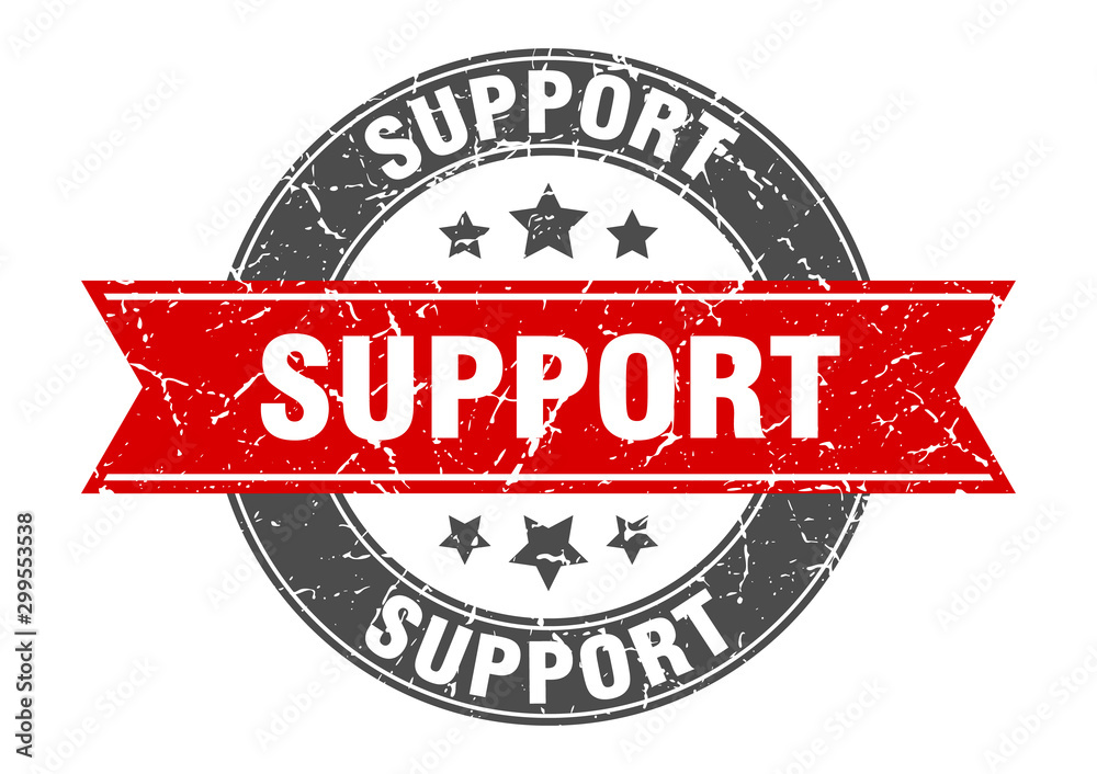 Fototapeta premium support round stamp with red ribbon. support