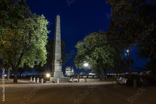 Brno old town night - Denisovy sady obelisk, Czech Republic