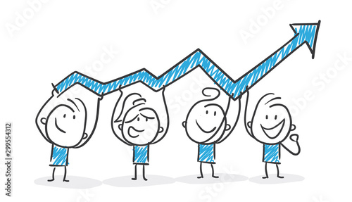 Stickman Blue: Teamwork, Arrow, Stock Market. (Nr. 174)	