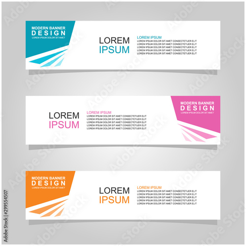 Vector abstract banner design web template set of 3. Abstract geometric background used for letterhead, header, footer, layout, landing page and print media