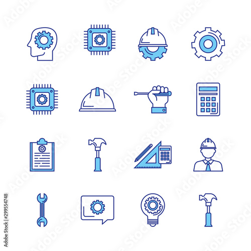 bundle of engineering set icons vector illustration design
