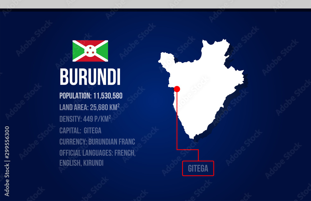Obraz premium Burundi country infographic with flag and map creative design