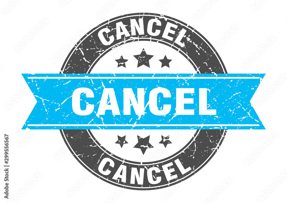 Fototapeta premium cancel round stamp with turquoise ribbon. cancel