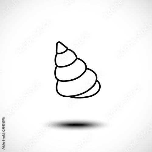 Sea shell line art icon isolated on white background. Vector illustration