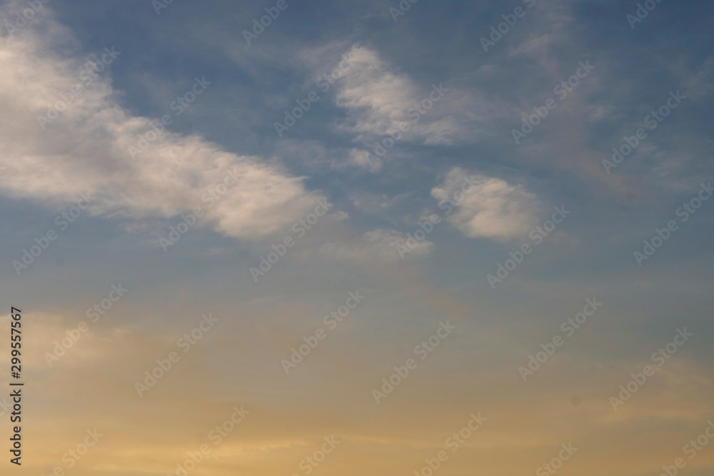 Beautiful blue sky with clouds sunset background