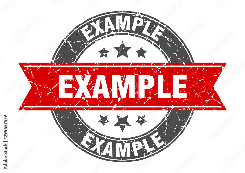 Fototapeta premium example round stamp with red ribbon. example