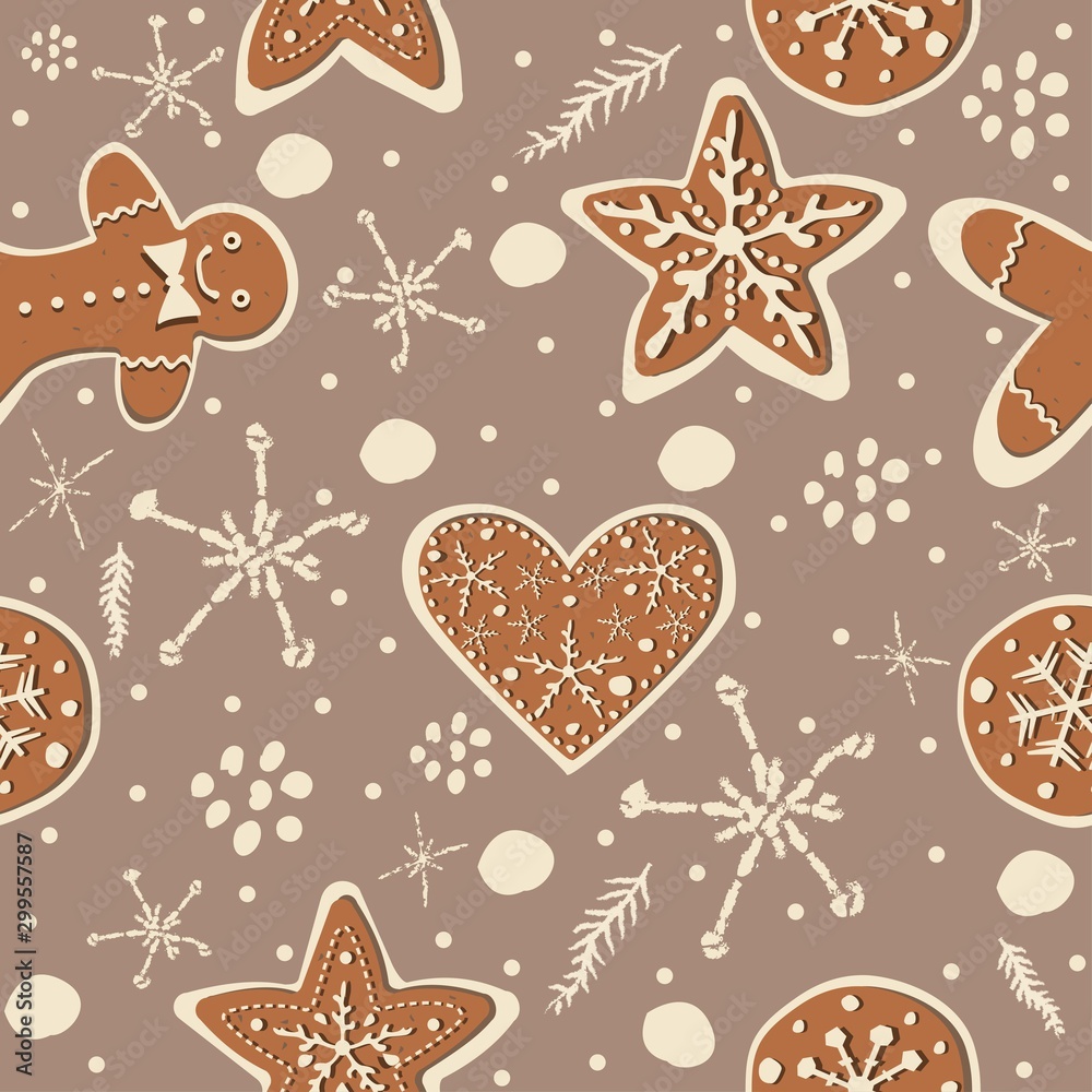 Gingerbread cookie seamless background. Creative Design. Gingerbread cookie seamless background. Creative Design.