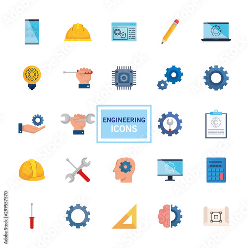 bundle of engineering set icons vector illustration design