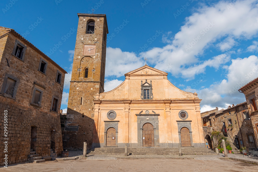 Saint Donatus Church in the main square of Civita di Bagnoregio, Italy.