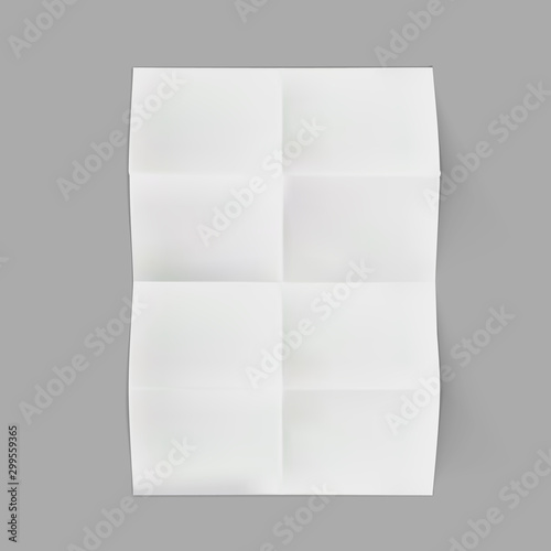 Realistic Eight Folded White A3 Sheet Of Paper