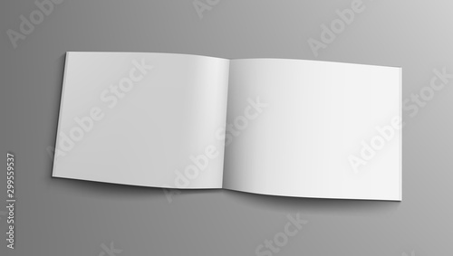 Blank A4 Realistic Landscape Open Brochure On Dark