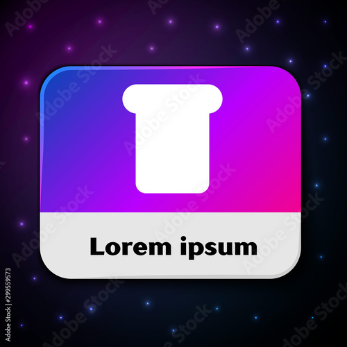 White Bread toast for sandwich piece of roasted crouton icon isolated on black background. Lunch, dinner, breakfast snack. Rectangle color button. Vector Illustration