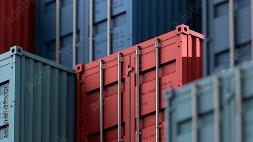 Stack of containers box, Cargo freight ship for import export logistics