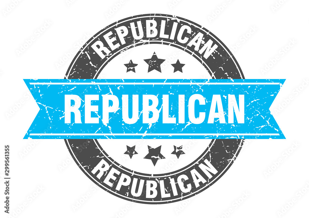 Fototapeta premium republican round stamp with turquoise ribbon. republican