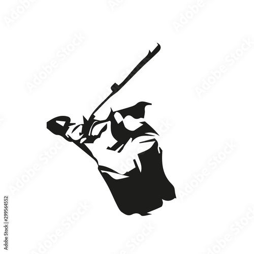Baseball player, isolated vector silhouette