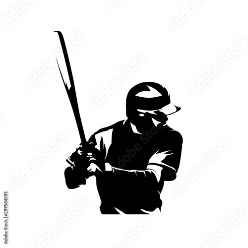Baseball player, isolated vector silhouette
