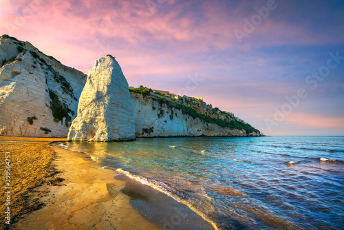 Fototapeta Naklejka Na Ścianę i Meble -  Vieste and Pizzomunno rock beach, Gargano, Apulia, Italy.