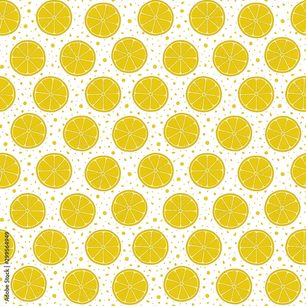 Fresh lemons  hand drawn on a white background .