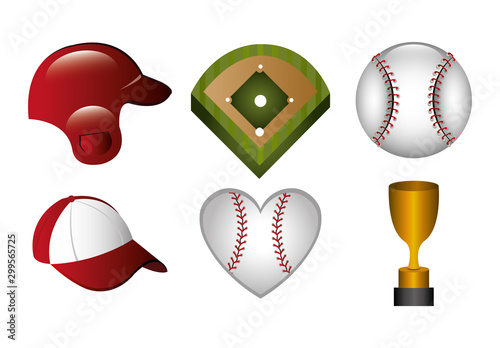 bundle of baseball and icons vector illustration design