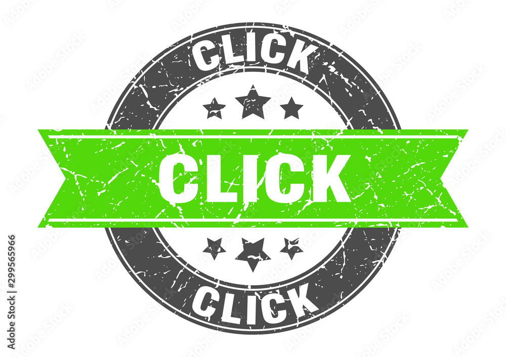 Fototapeta premium click round stamp with green ribbon. click