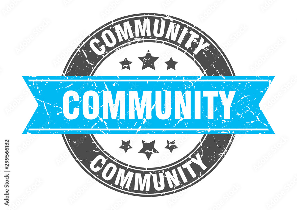 Fototapeta premium community round stamp with turquoise ribbon. community