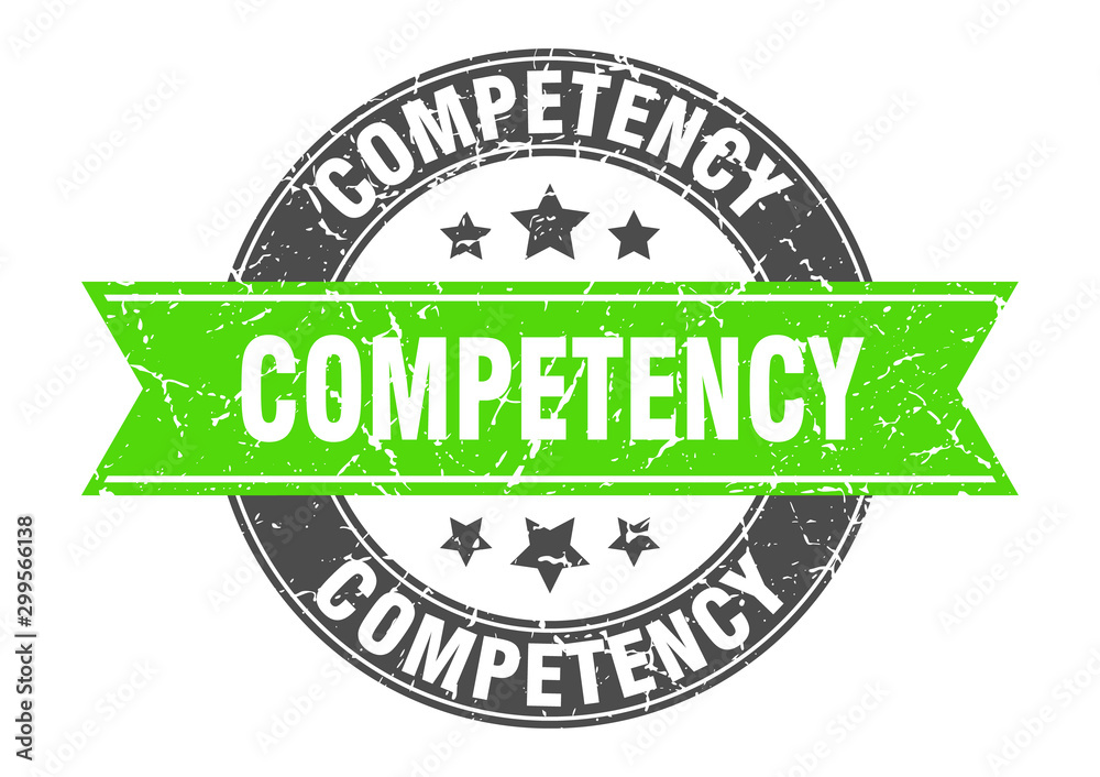 Obraz premium competency round stamp with green ribbon. competency