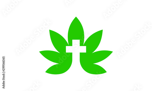 Cannabis cross logo design template. Marijuana leaf. Medical cannabis. 