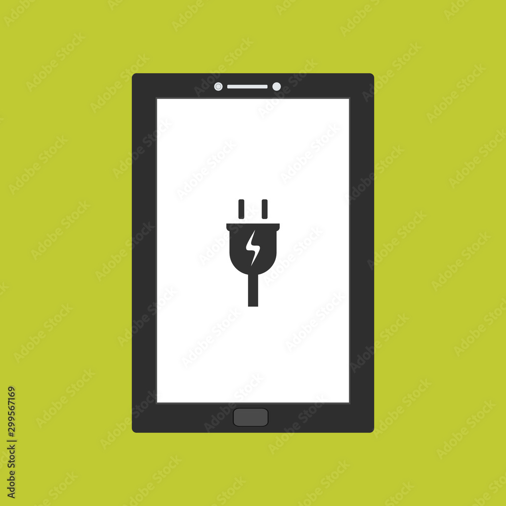 simple plugged cable , charging ,Power plug with tablet smartphone vector icon illustration template simple plugged cable , charging ,Power plug with tablet smartphone vector icon illustration template