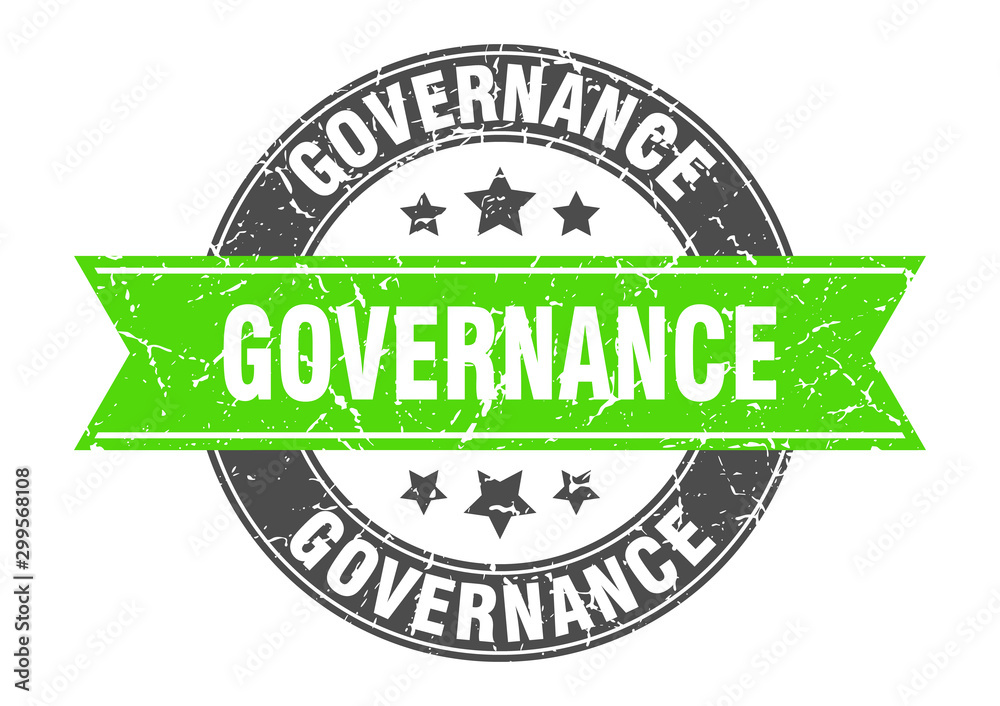 Fototapeta premium governance round stamp with green ribbon. governance