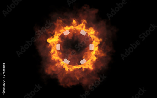 casino chip with fire isolated on black background. 3D illustration