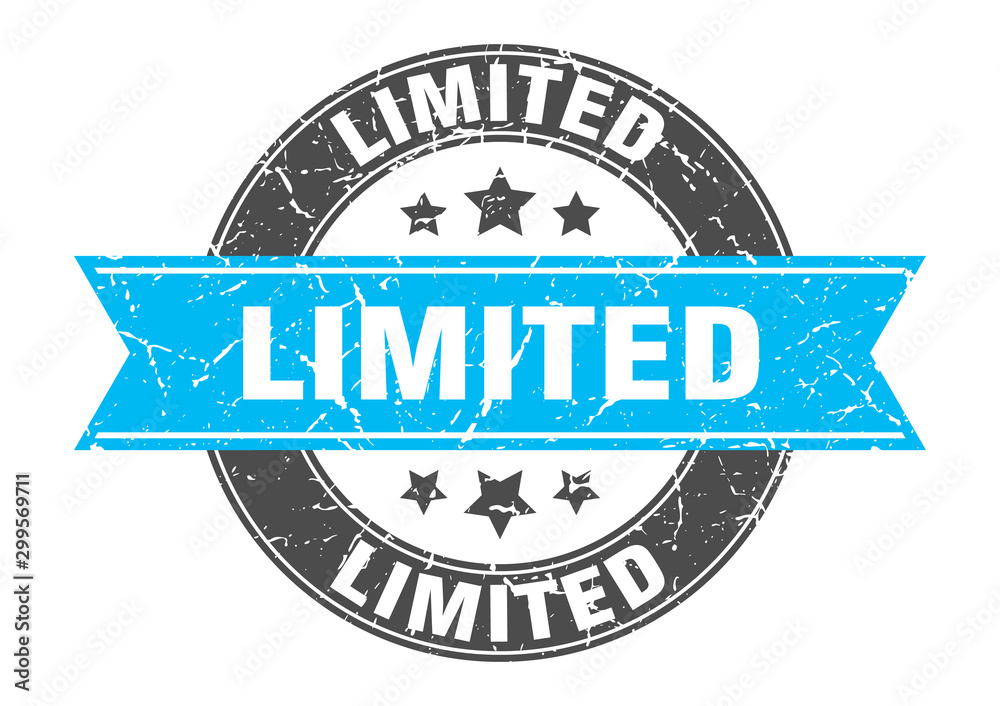 limited round stamp with turquoise ribbon. limited