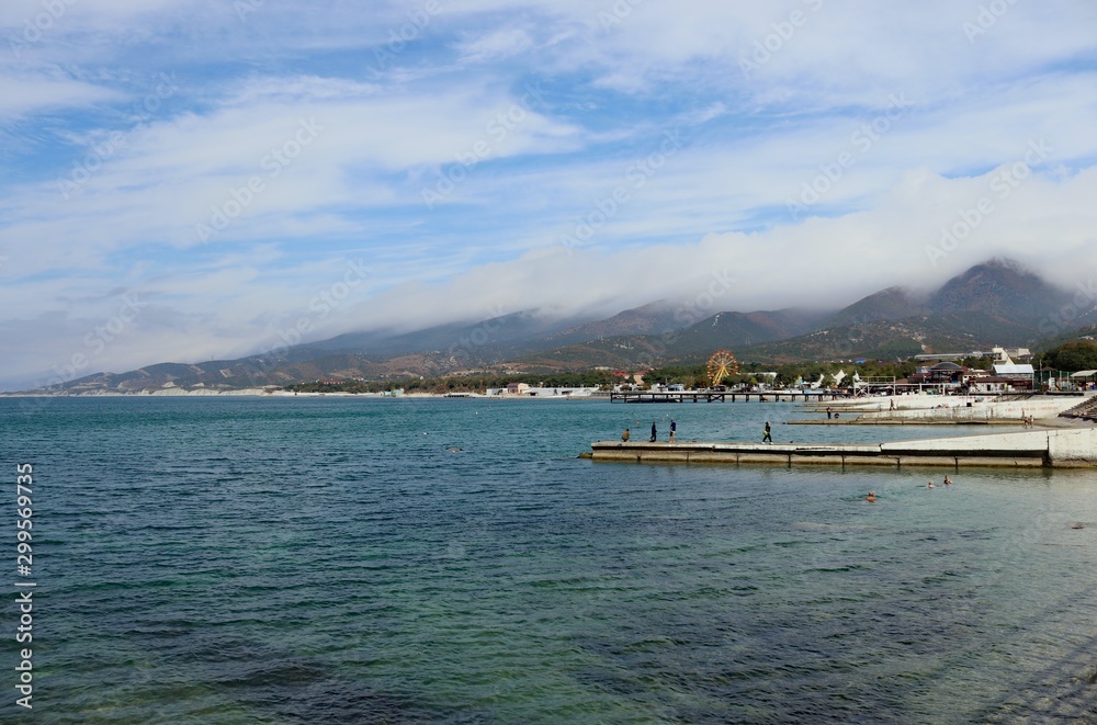 Naklejka premium Russia village Kabardinka September 2019, beautiful landscape of mountains