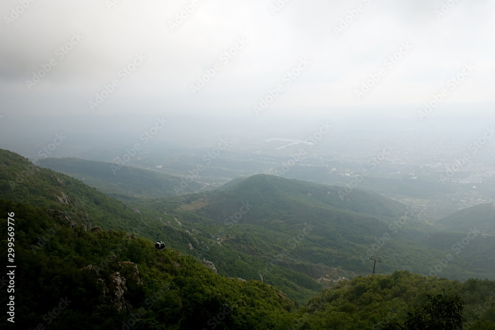 Panorama of the Albanian capital Tirana from Mount Dayti after heavy rain