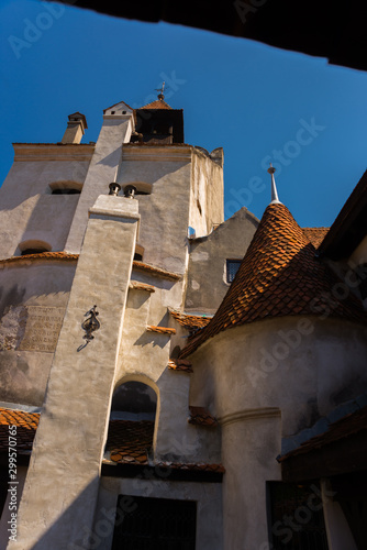 BRAN, ROMANIA: Drakula's Castle. Interior yard of the Bran Castle, a national monument and landmark in Romania.