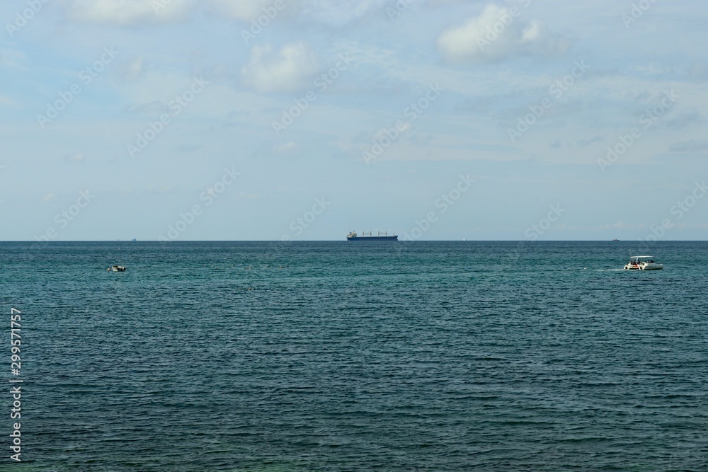 seascape in the open sea with a view of the ships