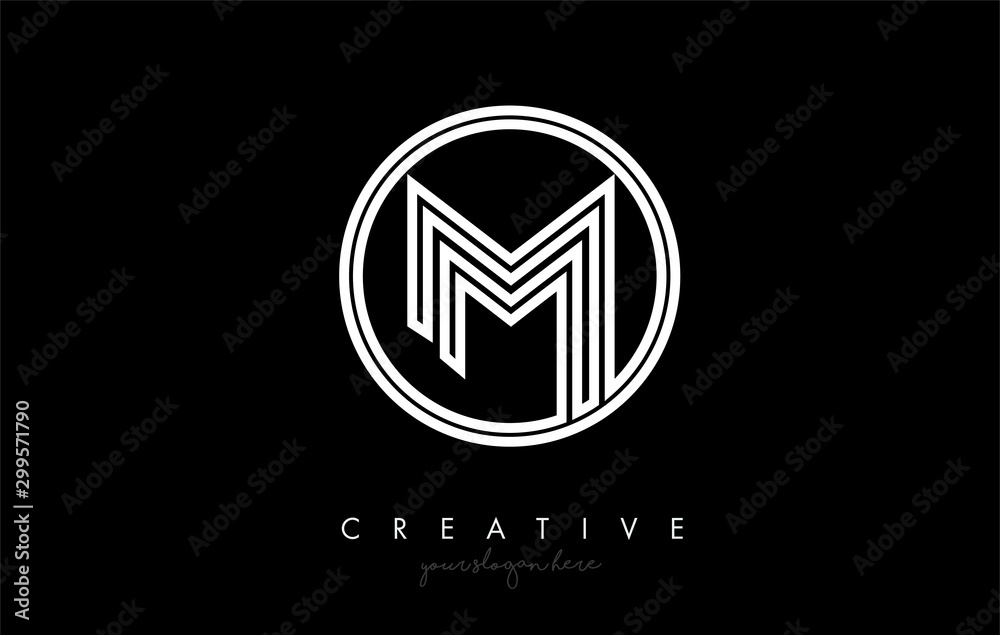 M Letter Icon Logo Design With Monogram Creative Look. Letter Circle Line Design Vector Illustration. M Letter Icon Logo Design With Monogram Creative Look. Letter Circle Line Design Vector Illustration.