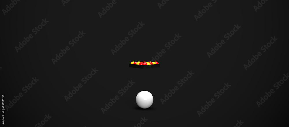 English Pool Billiards Balls Rack Triangle Table Set Up 3D Render English Pool Billiards Balls Rack Triangle Table Set Up 3D Render