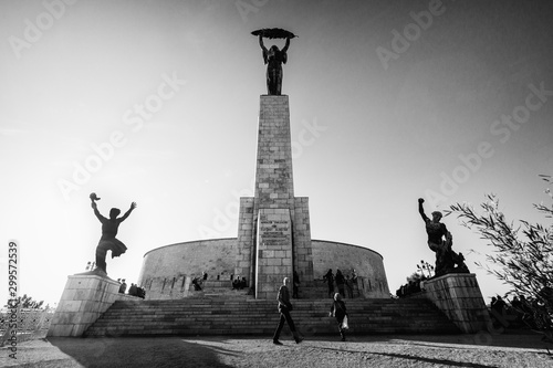 Canvas Print Budapest, Hungary - October 01, 2019: The Liberty Statue or Freedom Statue is a monument on the Gellért Hill in Budapest