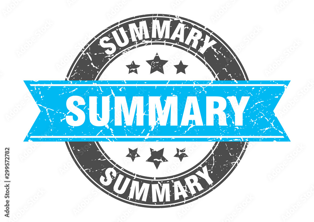 Fototapeta premium summary round stamp with turquoise ribbon. summary