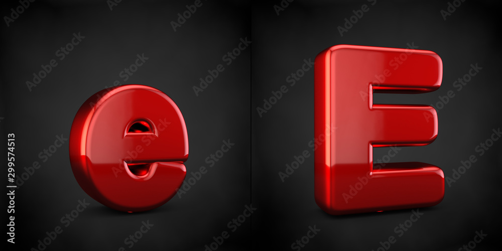 Red letter E isolated on black background Red letter E isolated on black background