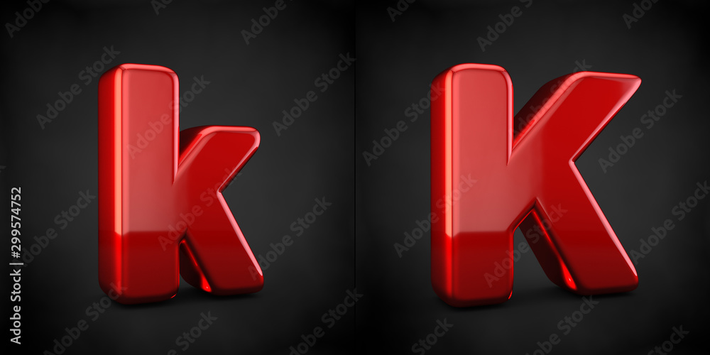 Red letter K isolated on black background Red letter K isolated on black background