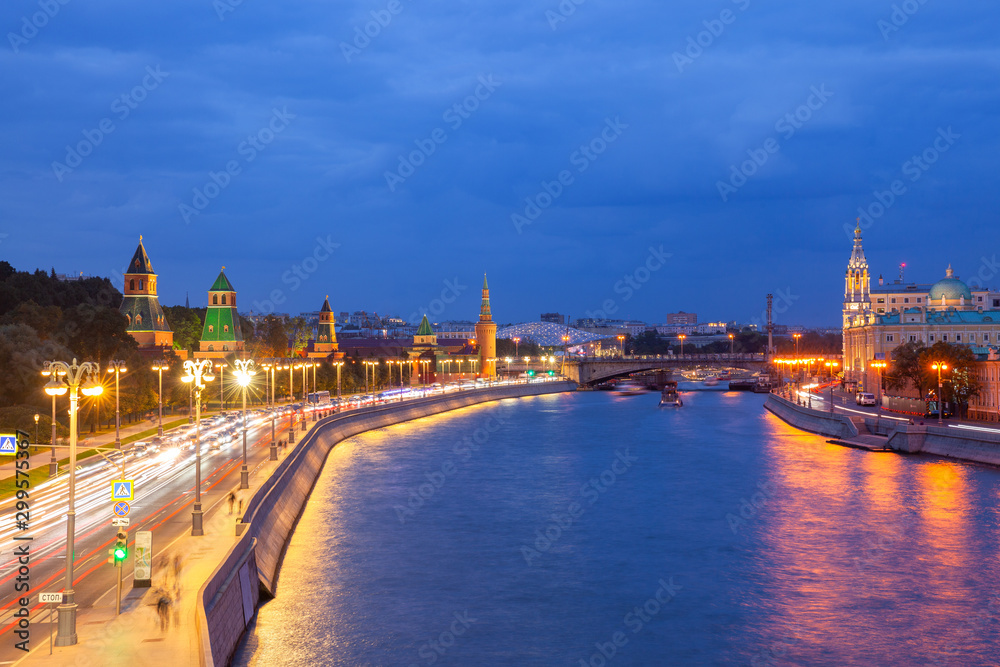 Dusk view of the Moscow Kremlin, Russia